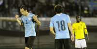 Godín marcou o primeiro gol do Uruguai na vitória sobre a Colômbia  Foto: Sandro Pereyra/LatinContent / Getty Images