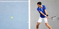 Djokovic sofreu no primeiro set, mas fechou a partida em 2 sets a 0  Foto: Dean Mouhtaropoulos / Getty Images