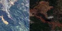 Imagens mostram como ficou a região após o rompimento de duas barragens  Foto: Airbus Defence and Space / Divulgação
