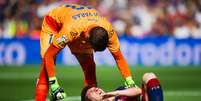 Messi sofreu contusão no jogo contra o Las Palmas  Foto: Alex Caparros / Getty Images