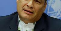 Imagem do presidente equatoriano, Rafael Correa, em reunião da ONU  Foto: EFE