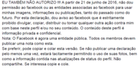 Declaração circula desde 2012 no Facebook, mas não tem qualquer efeito prático  Foto: Reprodução / BBC News Brasil