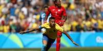 Neymar comemora um dos gols que marcou contra Honduras  Foto: Getty Images