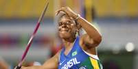 A atleta brasileira Shirlene Coelho durante prova de arremesso de dardo  Foto: Getty Images