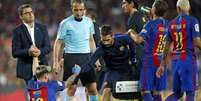Messi saiu lesionado na partida entre Barcelona e Atletico de Madrid (Foto: Miguel Ruiz / FCB)  Foto: Lance!