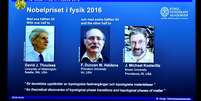David Thouless, Duncan Haldane e Michael Kosterlitz são os vencedores do prêmio Nobel de Física de 2016  Foto: EFE