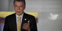 Juan Manuel Santos, presidente da Colômbia, durante pronunciamento sobre o cessar-fogo  Foto: EFE