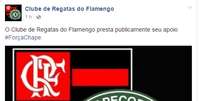 Mensagem de solidariedade postada pelo Flamengo em rede social  Foto: Reprodução/Facebook