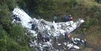 Avião da chapecoense acidentado com a equipe da Chapecoense e jornalistas  Foto: EFE
