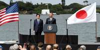 Barack Obama, presidente dos Estados Unidos, e Shinzo Abe, primeiro-ministro do Japão.   Foto: Reuters