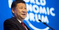 Xi Jinping, presidente da China, participa da primeira entrevista coletiva em Davos  Foto: EFE