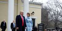 Donald Trump e Melania deixam a igreja de St. John's  Foto: Reuters