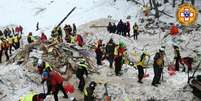 Equipes de resgate trabalham nas buscas por vítimas de avalanche em hotel na Itália.  Foto: EFE