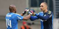 Fernando Prass venceu a disputa com Ja&iacute;lson e retomou a titularidade no Palmeiras  Foto: Cesar Greco/Ag&ecirc;ncia Palmeiras