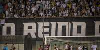 Jogadores da Ferroviária comemoram o gol de Leandro Amaro sob os olhares da torcida do Santos na arquibancada  Foto: Flavio Hopp/Raw Image/Gazeta Press 