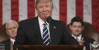 Donald Trump em seu primeiro discurso no Congresso dos Estados Unidos  Foto: Reuters