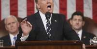  Donald Trump em seu primeiro discurso no Congresso dos EUA.  Foto: Reuters