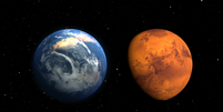 Marte no passado (à esq.) e agora, segundo ilustração feita pela Nasa  Foto: NASA / NASA