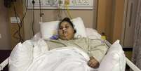 Eman Ahmed Abd El Aty, que chegou a pesar 500 quilos, recupera-se de cirurgia bariátrica em hospital na Índia  Foto: Saifee Hospital