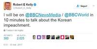 Kelly anunciou pelo Twitter que daria uma entrevista à BBC  Foto: Reprodução / BBC News Brasil