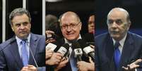Os presidenciáveis do PSDB, Aécio Neves, José Serra e Geraldo Alckmin, foram citados  Foto: Agência Senado / BBC News Brasil