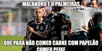 As zoações da vitória do Palmeiras sobre o Santos, na Vila Belmiro  Foto: Reprodução / Humor Esportivo