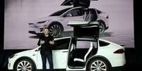 CEO da Tesla, Elon Musk, durante lançamento do Model X.  Foto: Getty Images / BBC News Brasil