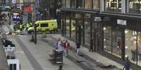 Rua em Estocolmo, na Suécia, onde um caminhão atropelou várias pessoas.  Foto: Reuters