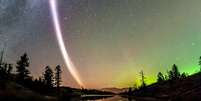 Linha violeta observada por entusiastas de auroras boreais deixou cientistas intrigados  Foto: ESA / BBC News Brasil