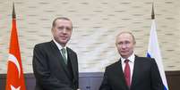 O presidente russo, Vladimir Putin, e seu colega turco, Recep Tayyip Erdogan.  Foto: Reuters