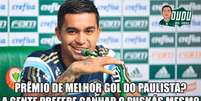 Torcedores do Palmeiras esperavam que Dudu levasse o prêmio pelo gol de cobertura contra o São Paulo  Foto: Reprodução / Humor Esportivo