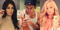 Kim Kardashian West, Justin Bieber e Paris Hilton: juntos, eles têm quase 200 milhões de seguidores no Instagram e servem de inspiração para quem busca a fama na internet  Foto: Reproduções/Instagram  / Sala de TV