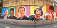 O mural está na principal avenida do bairro paulistano, onde vivem muitos migrantes e imigrantes  Foto: Divulgação