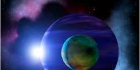 Ilustração: onde há exoplanetas, possivelmente há exoluas   Foto: BBC News Brasil