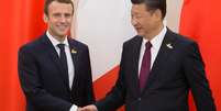 Presidente da França, Emmanuel Macron, e presidente da China, Xi Jinping, durante encontro bilateral na cúpula do G20 em Hamburgo, na Alemanha 08/07/2017 REUTERS/Ian Langsdon  Foto: Reuters
