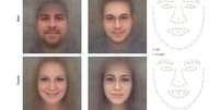 O estudo criou modelos de rostos que teriam probabilidade maior e menor de pertencer a homossexuais | Foto: Universidade de Stanford   Foto: BBC News Brasil