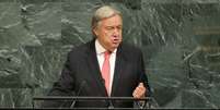 Secretário-geral da ONU, António Guterres, durante pronunciamento na Assembleia Geral, em Nova York 19/09/2017 REUTERS/Lucas Jackson  Foto: Reuters