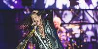 Steven Tyler comandou o Aerosmith no principal show do Rock in Rio na noite dessa quinta-feira, embalando os vários hits da banda como 'Dream On', 'Cryin' e 'Crazy'.  Foto: Fernando Schlaepfer/I Hate Flash/Divulgação