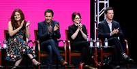 Membros do elenco da série "Will and Grace", Debra Messing, Eric McCormack, Megan Mullally e Sean Hayes, durante evento em Beverly Hills, na Califórnia 03/08/2017 REUTERS/Mario Anzuoni  Foto: Reuters