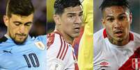 Arrascaeta (Uruguai), Balbuena (Paraguai) e Guerrero (Peru) foram titulares de suas respectivas sele&ccedil;&otilde;es nesta quarta-feira, nas Eliminat&oacute;rias.  Foto: Getty Images