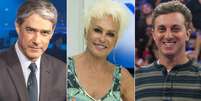 William Bonner, Ana Maria Braga e Luciano Huck, estrelas da Globo: boa fase de audi&ecirc;ncia  Foto: Divulga&ccedil;&atilde;o/TV Globo