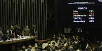 Plenário da Câmara e painel com votação final sobre a segunda denúncia contra Temer  Foto: BBC News Brasil