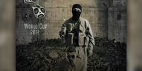 Cartaz mostra ameaças do Estado Islâmico à realização da Copa do Mundo na Rússia  Foto: Reprodução / Humor Esportivo