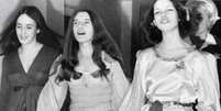 Susan Atkins, Patricia Krenwinkel e Lesli Van Houten de mãos dadas durante os julgamentos pelos assassinatos de agosto de 1969  Foto: BBC News Brasil