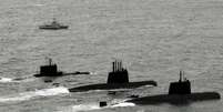 Três submarinos argentinos  Foto: BBC News Brasil