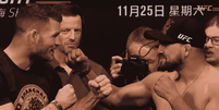 Michael Bisping e Kelvin Gastelum se encaram antes do UFC China (FOTO: Reprodução/UFC)  Foto: Lance!