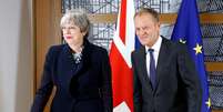 Premiê britânica May e presidente do Conselho da UE Tusk posam em Bruxelas
 4/12/2017    REUTERS/Francois Lenoir  Foto: Reuters