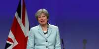 Primeira-ministra britânica, Theresa May, durante coletiva de imprensa em Bruxelas, na Bélgica 08/12/2017 REUTERS/Yves Herman  Foto: Reuters