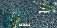 Imagens de satélite mostram o local antes e depois da formação da ilha  Foto: BBC News Brasil