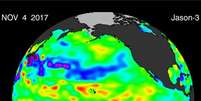 Imagem de sat&eacute;lite mostra que o fen&ocirc;meno La Ni&ntilde;a voltou; meteorologistas dizem que ele est&aacute; mais fraco | Foto: Cortesia de William Patzert  Foto: BBC News Brasil